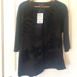 Desigual NWT 3/4 sleeve asymmetrical top XL